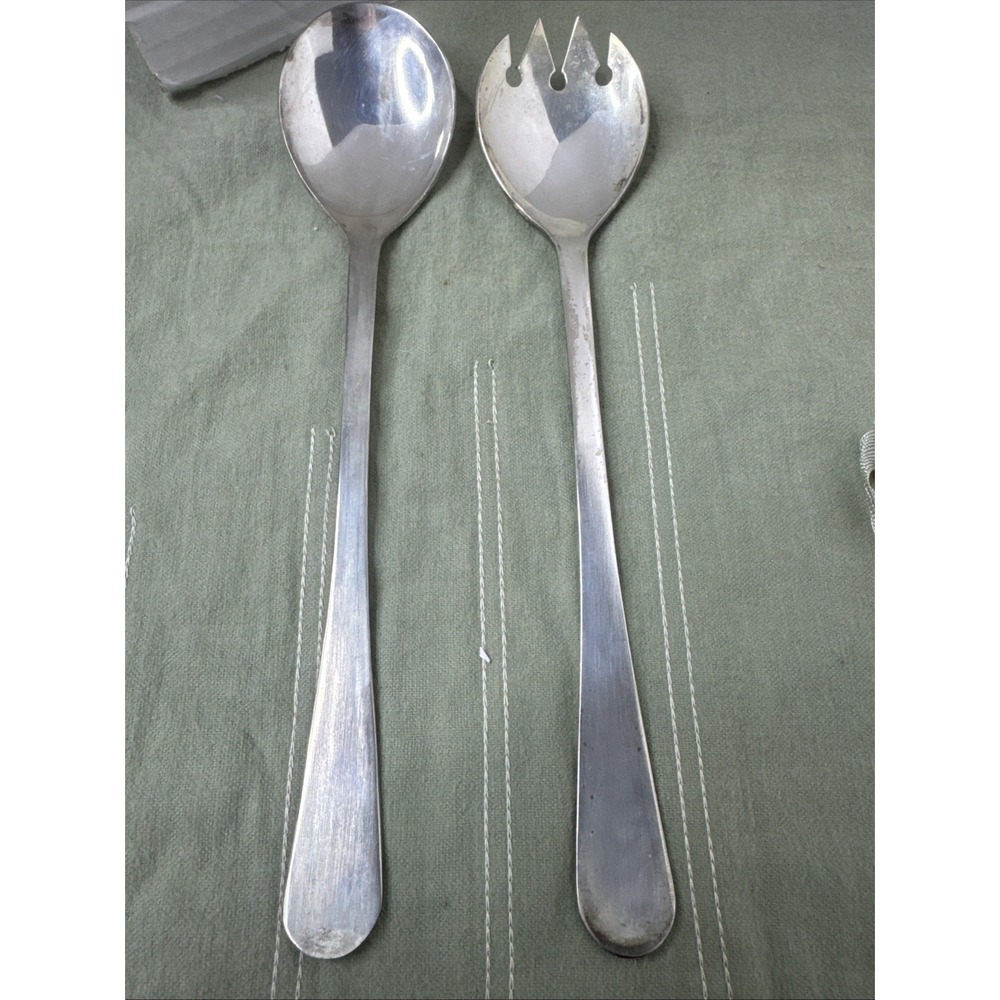 Vintage Silver Plate Salad Fork & Spoon Set Marked  ITALY 9 inches